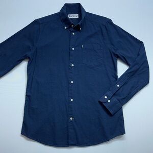 Barbour Stapleton Button Down Shirt Mens Size Small Stanley Navy Blue Cotton